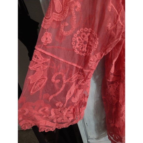 Lane Bryant Flared Embroidered Sheer Floral Top 26/28 Boho Feminine Cottagecore - Picture 5 of 10